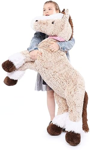 MorisMos Riesenpferd Kuscheltier, 120cm Großes Pferd Plüsch Braunes Pony Plüschtier Pferd Weihnachten,Geburtstagsgeschenk für Kinder 47.2 Zoll von MorisMos