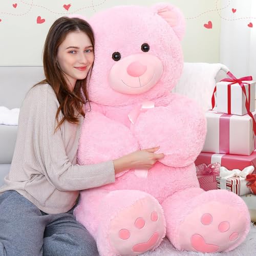 MorisMos Rosa Teddybär groß, 1.2m Riesen Teddy Kuscheltier XXL, Flauschiger Teddy Bär Stofftier Plüschtier, Plüschbär mit Fußspur, Freundin, Mädchen MorisMos Rosa Teddybär groß, 1.2m Riesen Teddy Kuscheltier XXL, Flauschiger Teddy Bär Stofftier Plüschtier, Plüschbär mit Fußspur, Freundin, Mädchen von MorisMos