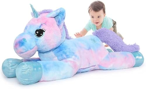 MorisMos Großes Einhorn Plüschtier Kuscheltier XXL,80cm Lilac weich Riesen Einhorn Stofftier Geschenke Mädchen Geburtstag Weihnachten von MorisMos