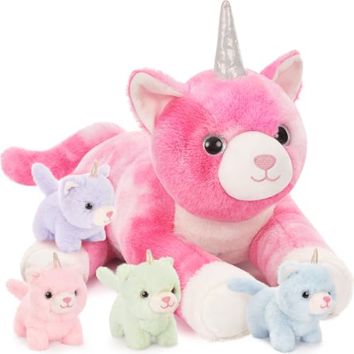 MorisMos XXL-Kuscheltier, riesige Katze, 60 cm, Mama-Schaf mit 4 Kawaii-Babys, realistisch, weich, Katze, Einhorn, Plüschtiere, groß, Teddybär, Geschenk für Kinder, Geburtstag, Weihnachten, Deko MorisMos XXL-Kuscheltier, riesige Katze, 60 cm, Mama-Schaf mit 4 Kawaii-Babys, realistisch, weich, Katze, Einhorn, Plüschtiere, groß, Teddybär, Geschenk für Kinder, Geburtstag, Weihnachten, Deko von MorisMos