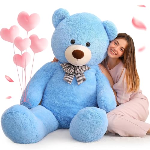 MorisMos XXL Teddybär 120 cm groß - Blau Teddy Bär Stofftier Plüschtier Kuscheltier für Babys, gefüllt riesen Teddy Geschenk Freundin Mädchen Kinder von MorisMos