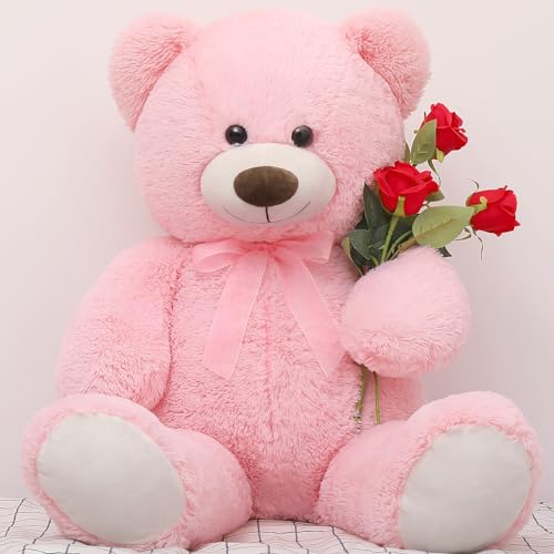 MorisMos XXL Teddybär 90 cm groß - Rosa - riesen Teddy Stofftier Plüschtier Kuscheltier Plüschteddy, Paare,Freundin Frauen Mädchen von MorisMos