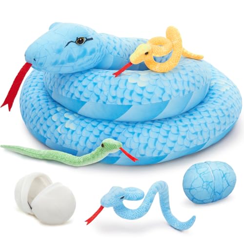 MorisMos groß Schlange Kuscheltier XXL Set, 140cm lang riesen Schlange Kuscheltier mit 3 Babys im Bauch, snaketeddy Plüschtier Stofftier Geburtstag Geschenk für Kinder Baby MorisMos groß Schlange Kuscheltier XXL Set, 140cm lang riesen Schlange Kuscheltier mit 3 Babys im Bauch, snaketeddy Plüschtier Stofftier Geburtstag Geschenk für Kinder Baby von MorisMos