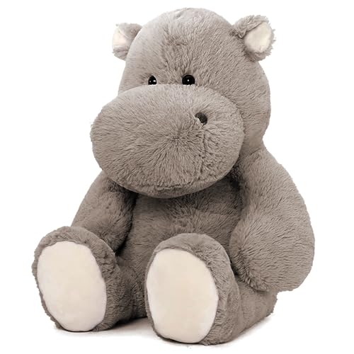 MorisMos riesen Hippo Kuscheltier XXL, 90cm sitzend groß Nilpferd stofftier Plüschtier, weich Grau Hippo Puppe Geburtstag Weihnachten Geschenk für Kinder Babys von MorisMos