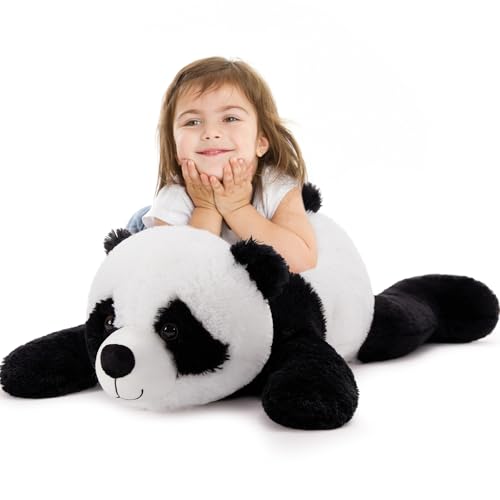 MorisMos weich Groß Panda Kuscheltier XXL, 80cm lang Flauschige Panda plüschtier stofftier,Süße plüschpanda Kissen Geburtstag Weihnachten Geschenk für Jungen Kinder von MorisMos