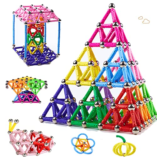 morkka 182 Stücke Puzzle Magnetische Bausteine Spielzeug Magnet BAU Bauen Kit Montessori Bildung Spielzeug für Kinder Spielen Stacking Spiel mit Magnetischen Ziegeln und Sticks von morkka