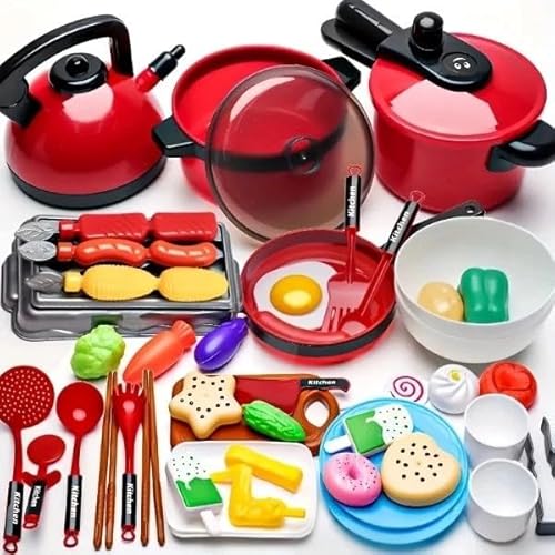 48 Teiliges Kochgeschirr Kinder mit Topf, Pfannen und Lebensmittel - Kinderküche für Kinder ab 3 Jahren | KITCHISET 48 Teiliges Kochgeschirr Kinder mit Topf, Pfannen und Lebensmittel - Kinderküche für Kinder ab 3 Jahren | KITCHISET von Mormark