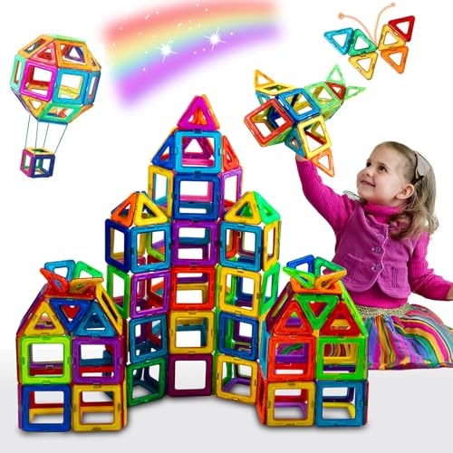 Magnetische Bausteine 38 Teile Magnetspiel Magnetbausteine Magnetspielzeug Magnete Kinder Magnet spiel Magnet Spielzeug Kinder Bauklötze Kinderspielzeug Geschenk ab 3 4 5 6 7 8 Jahre Junge Mädchen von Mornaffy