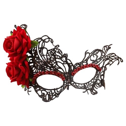 Morningmo Maskerade Maske Halloween Ball-Maske Weihnachtsmaske mit Blume Strass Damen und Herren Mardi Gras-Maske Halbgesichtsmaske von Morningmo