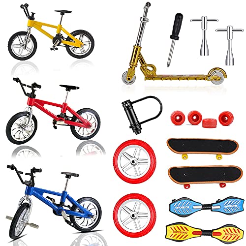 Morofme 18-teiliges Mini-Fingerspielzeug-Set, Finger-Skateboards, Fingerfahrräder, Fahrrad, Fingerscooter, winziges Schaukelbrett, Fingerspitze, Ersatzräder, Werkzeuge Morofme 18-teiliges Mini-Fingerspielzeug-Set, Finger-Skateboards, Fingerfahrräder, Fahrrad, Fingerscooter, winziges Schaukelbrett, Fingerspitze, Ersatzräder, Werkzeuge von Morofme