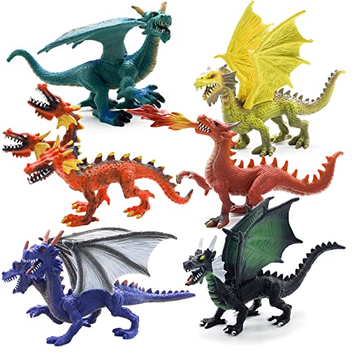 Morofme Antike Realistische Drachen Figuren 6Pcs Drachen Spielzeug Figuren Mini Drachen Spielzeug Action Figur Fliegende Drachen Statue Kuchen Topper for Kinder Geburtstag Party von Morofme