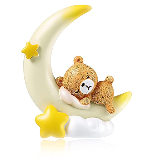 Morofme Bär Mond Tortenaufsatz Bär Mond Figur Spielzeug Bär Mond Geburtstagskuchenaufsatz Bär Mond Herzstück Bär Mond Kuchendekorationen (Yellow) von Morofme