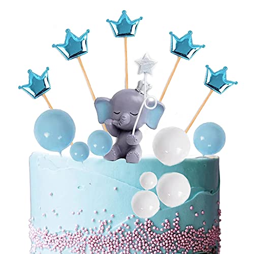 Morofme Blue Elephant Cake Topper mit Baby Elephant 14pcs, Pearl Balls Crown Cake Picks, Elephant Cake Dekoration für Elephant Theme Es ist ein Junge Kleine Erdnuss Baby Shower Birthday Party Supplies Morofme Blue Elephant Cake Topper mit Baby Elephant 14pcs, Pearl Balls Crown Cake Picks, Elephant Cake Dekoration für Elephant Theme Es ist ein Junge Kleine Erdnuss Baby Shower Birthday Party Supplies von Morofme