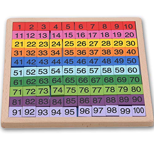 Morofme Hölzernes Mathe-Lernbrett-Spielzeug, Montessori 1-100 aufeinanderfolgende Zahlen Hundert digitales Brett Vorschule pädagogisches Zählspiel für Kinder, hölzernes Bausteine-Domino-Spiel von Morofme