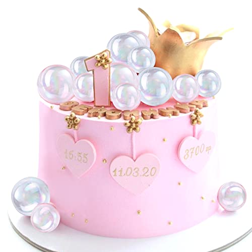 Morofme Kugeln Tortenaufsatz, 16 Stück bunte Blasenperlenkugeln Kuchen Cupcake Einsatz Topper Blasenkugel Kuchen Cupcake Dekorationen für DIY Geburtstagsfeier Babyparty Hochzeitstag Partyzubehör von Morofme