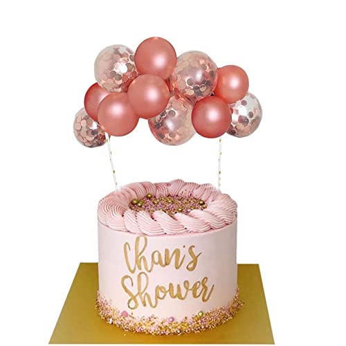 Morofme Roségoldene Ballonwolken-Kuchendekoration 10 Stück 5in, Roségold Konfetti Mini-Ballongirlande Kuchendekoration Ballon-Kuchendekorationen für Mädchen Geburtstag Babyparty Brautparty Hochzeits von Morofme