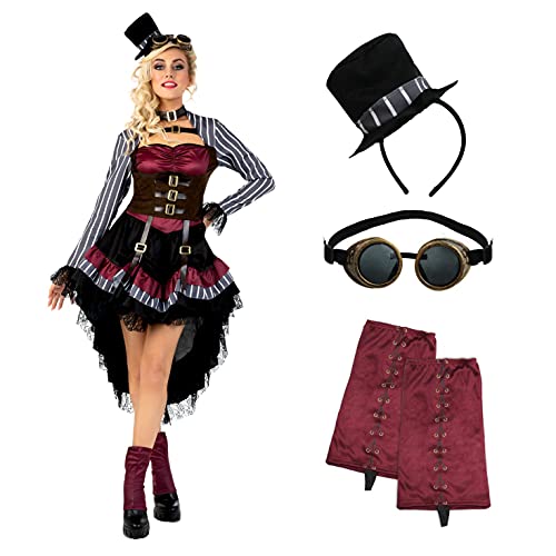 Morph Deluxe Steampunk Gothic Viktorianisches Kostüm für Damen, Perfekt für Halloween-Partys und Events, S Morph Deluxe Steampunk Gothic Viktorianisches Kostüm für Damen, Perfekt für Halloween-Partys und Events, S von Morph