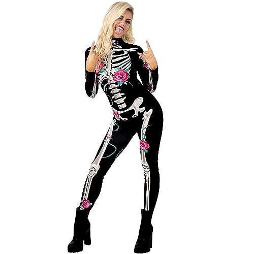 Halloween Kostüm Damen, Skelett Body Damen, Halloween Jumpsuit Damen, Halloween Bodysuit Damen, Halloween Kostüm Jumpsuit Damen, Jumpsuit Skelett Damen, Skelett Anzug Damen, Skelett Kostüm Damen S von Morph