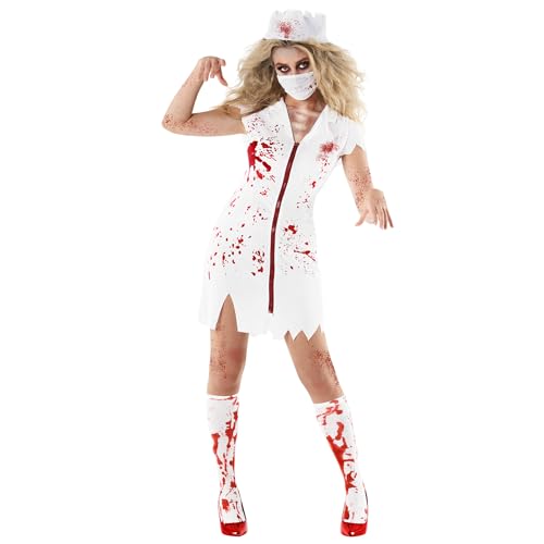 Halloween Kostüm Damen, Zombie Krankenschwester Kostüm Damen, Halloween Krankenschwester Kostüm Damen, Kostüm Krankenschwester Horror, Blutige Krankenschwester Kostüm, Krankenschwester Kostüm XL von Morph