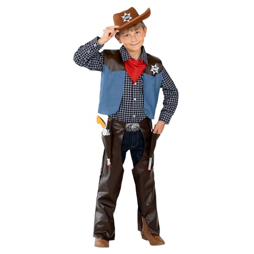 Morph Cowboy Kostüm Kinder, Kostüm Cowboy Kinder, Cowboy Kinder Kostüm, Cowboy Kostüm Jungs, Cowboykostüm Kind, Cowboy Hut, CowboyHut Kinder, Cowboy Weste Kinder Jungen M von Morph