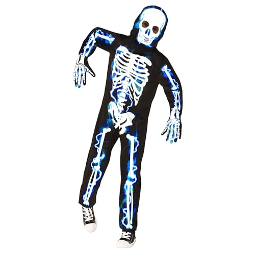Morph Balues Halloween Kostüm Kinder, Skelett Mädchen, Halloween Kostüm Kinder Skelett Junge, Halloween Kostüm Kinder Skelett, Junge Skelett Anzug Kinder, Overall Skelett Kinder - XL von Morph