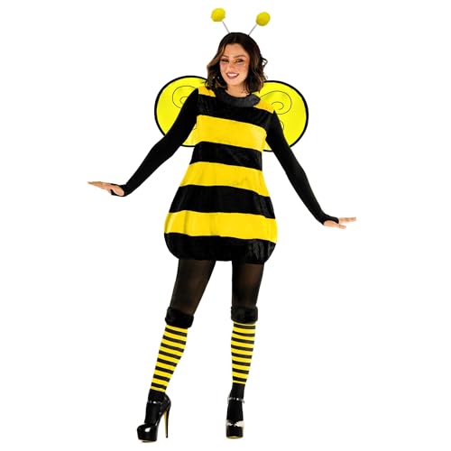 Morph Damen Bienenkostüm, Hummel-Outfit für Halloween, Königin Biene Verkleidung für Partys und Events, XL von Morph