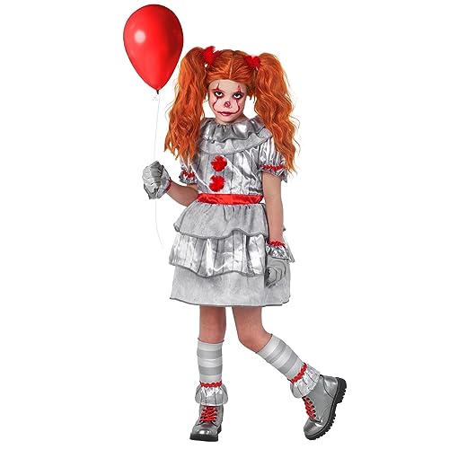 Morph Clown Kostüm, Kinder Halloween-Kostüme, Clown Kostüm Kinder, Halloween Kostüm Kinder Horror Clown, Kostüm Clown Mädchen - Größe XL von Morph
