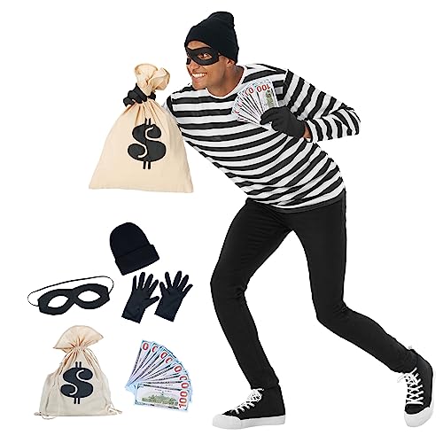 Morph Herren Bankräuber Kostüm, Schwarz, L, Erwachsene, Kostüm Morph Herren Bankräuber Kostüm, Schwarz, L, Erwachsene, Kostüm von Morph