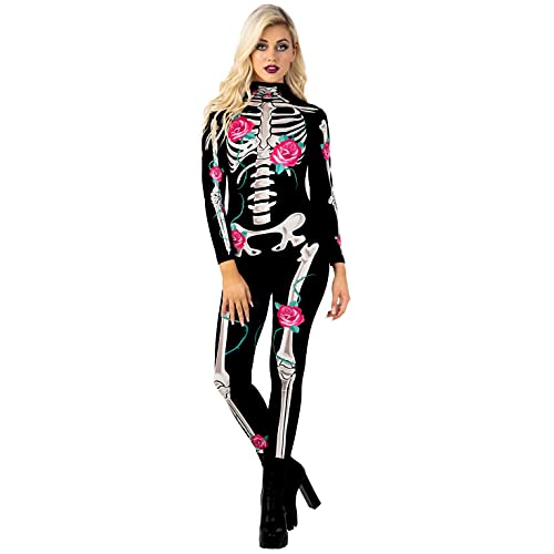 Morph Halloween Kostüm Skelett Body Damen, Jumpsuit, Bodysuit, Anzug - XL von Morph