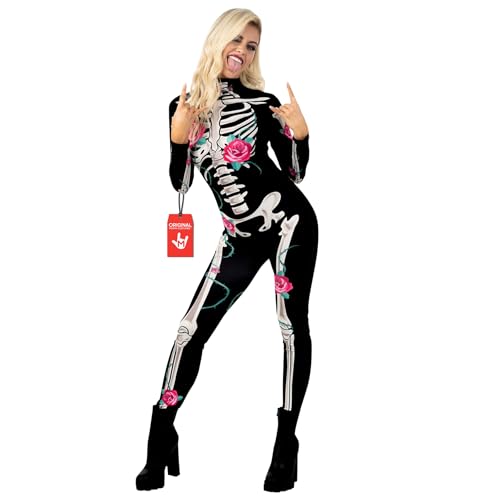 Morph Halloween Kostüm Damen, Skelett Body Damen, Halloween Jumpsuit Damen, Halloween Bodysuit Damen, Jumpsuit Skelett Damen, Skelett Anzug Damen, Skelett Kostüm Damen - XL von Morph
