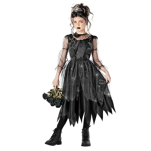 Morph Costumes Schwarzes Gothic Halloween Kostüm Hexe Kinder Mädchen, Halloween Kostüm Kinder Hexe Mädchen, Kinder Halloween Kostüm Mädchen Hexe, Halloween Kostüm Kinder Mädchen Hexe - M von Morph