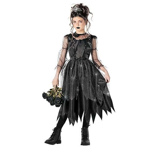 Morph Kostüm Dunkle Prinzessin für Mädchen, Ideal für Halloween und Karneval, Gruseliges Märchen-Outfit, S von Morph