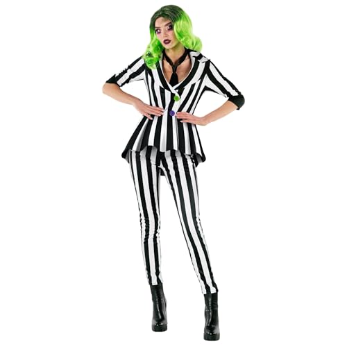 Morph Damenkostüm Schwarz-Weiß Gestreift, Perfekt für Halloween-Partys und Events, S von Morph