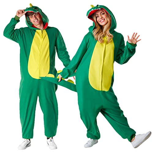 Morph Dinosaurier Kostüm Einteiler für Erwachsene, Tier Pyjama Outfit für Halloween, M von Morph