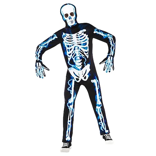 Morph Elektrisch- Optik Halloween Kostüm Herren Skelett Jumpsuit Halloween Skelett Kostüm Herren Jumpsuit Skelett Herren Skelett Kostüm Erwachsene Skelett Overall Herren - M von Morph
