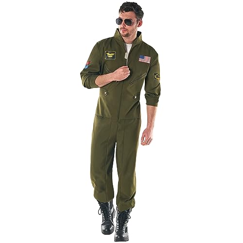 Morph Kostüm Fliegeranzug für Herren, Jetpilot, Kampfpilot, Air Force, Perfekt für Karneval und Halloween, M von Morph