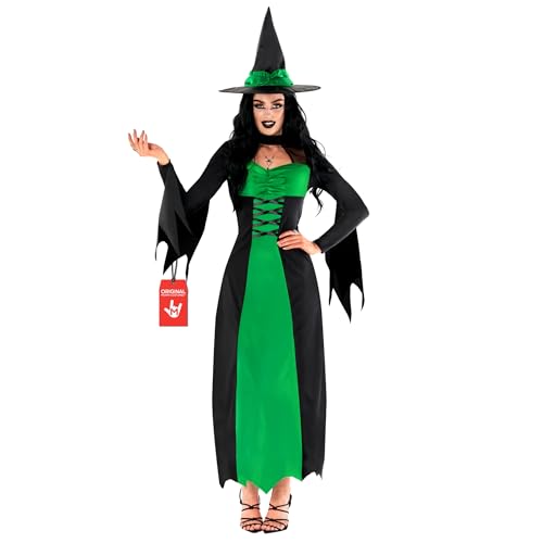 Morph Grünes Hexenkostüm für Damen, Halloween Hexenkleid mit Zubehör, Gruseliges Hexen Outfit, XXL von Morph