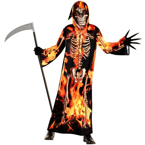 Morph Kostüm Sensenmann für Kinder, Gruseliges Halloween Outfit für Jungen und Teenager, Perfekt für Herbstfest, 10-12 Jahre von Morph