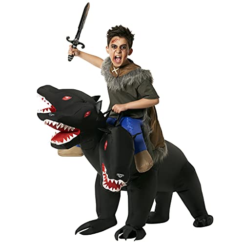 Morph Kostüm Aufblasbarer Cerberus Hund für Kinder, Perfekt für Halloween und Karneval, Huckepack Design, Einheitsgröße von Morph