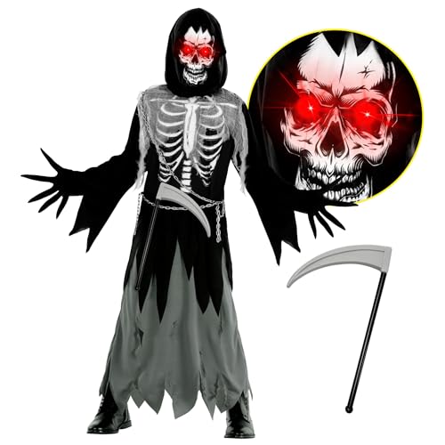 Morph Kostüm Sensenmann für Kinder, Gruseliges Halloween Reaper Kostüm, Perfekt für Halloween und Karneval, S von Morph
