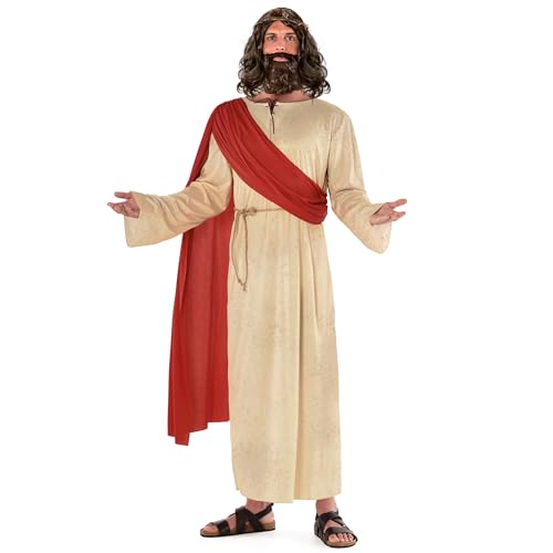 Morph Jesus Kostüm für Herren, Jesus Perücke und Bart Set, Religiöses Verkleidungsoutfit, XXL von Morph
