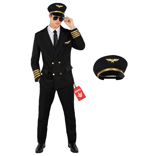 Morph Kostüm Pilot Herren, Kostüm Herren Pilot, Perfekt für Karneval, Mottopartys, Fasching und Halloween - XL von Morph