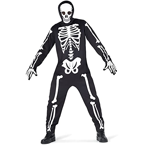 Halloween Kostüm Herren, Skelett Kostüm Herren, Skelett Jumpsuit Herren, Skelett Anzug Herren, Skelett Overall Herren, Halloween Skelett Kostüm Herren, Kostüm Skelett Herren, Skelett Herren Kostüm L von Morph