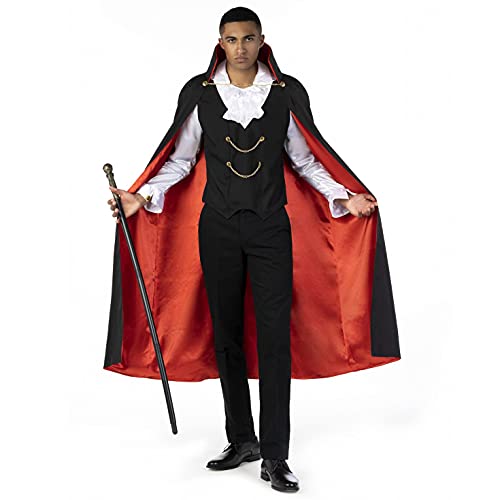 Morph Kostüm Vampir für Herren, Perfekt für Halloween, Umhang für Erwachsene, Rot Schwarz, M von Morph