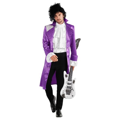 Morph Lila Popstar Kostüm für Herren, Musikerjacke und Perücke, Perfekt für Party und Halloween, L Morph Lila Popstar Kostüm für Herren, Musikerjacke und Perücke, Perfekt für Party und Halloween, L von Morph