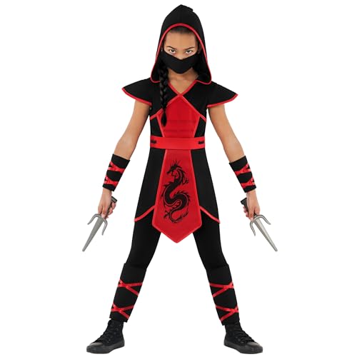 Morph Ninja Mädchen Kostüm, Ninja Kostüm Mädchen, Kinderkostüm Ninja, Kostüm Ninja, Ninja Costume Kids, Ninja Kostüm Kinder Rot, Ninja Verkleidung - S von Morph