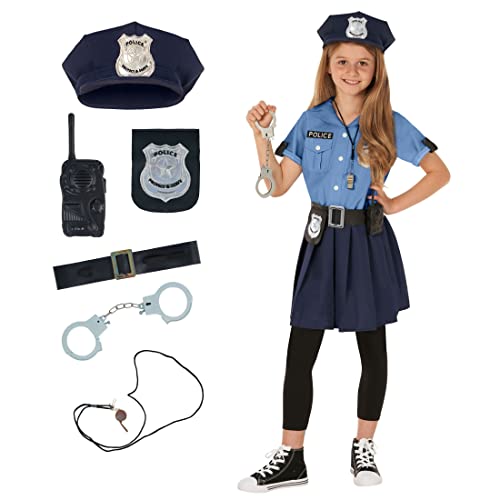 Morph Costume Polizei Kostüm Kinder Mädchen, Kostüm Polizei Set, Polizistin Kostüm Kinder Mädchen, Polizistin Kostüm Kinder, Kostüm Mädchen Polizistin, Kinderkostüm Polizistin Größe 3-4 Jahre von Morph