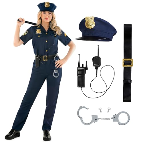 Morph Polizei Kostüm Damen, Polizistin Verkleidung, Perfekt für Halloween und Mottopartys, XL von Morph