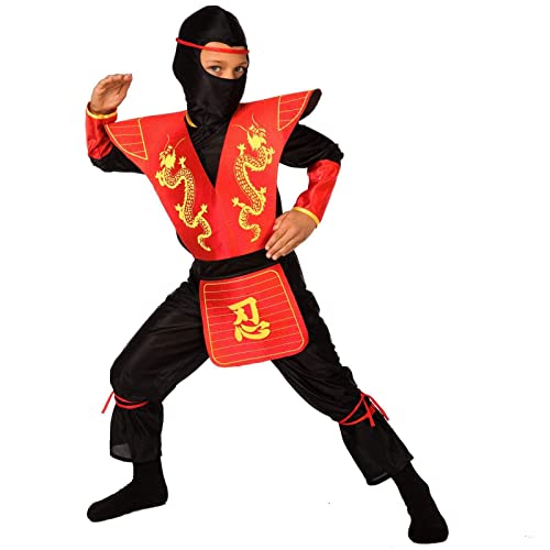 Morph Roter Drache Ninja Kostüm Kinder, Ninja Kostüm Kinder Schwarz, Ninja Kostüm Kinder Jungen, Ninja Kostüm Kinder Mädchen, Kinder Kostüm Jungen Ninja, Ninja Kostüm Jungen M von Morph