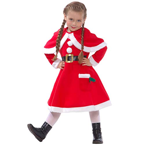 Morph Kostüm Weihnachtsmann für Mädchen, Weihnachtsfrau Kleid, Perfekt für Weihnachten, Kinder Weihnachtsmantel, S von Morph